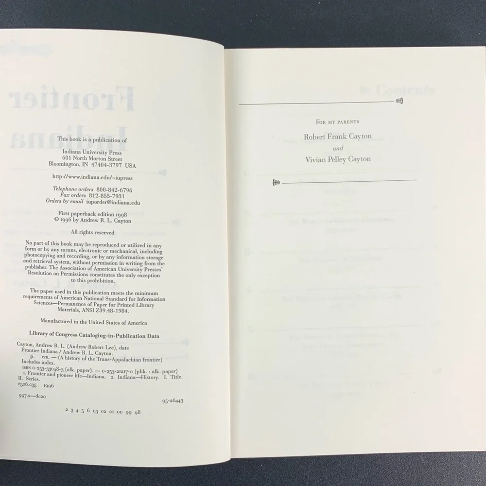 Frontier Indiana by Andrew R. L. Cayton. 1998.